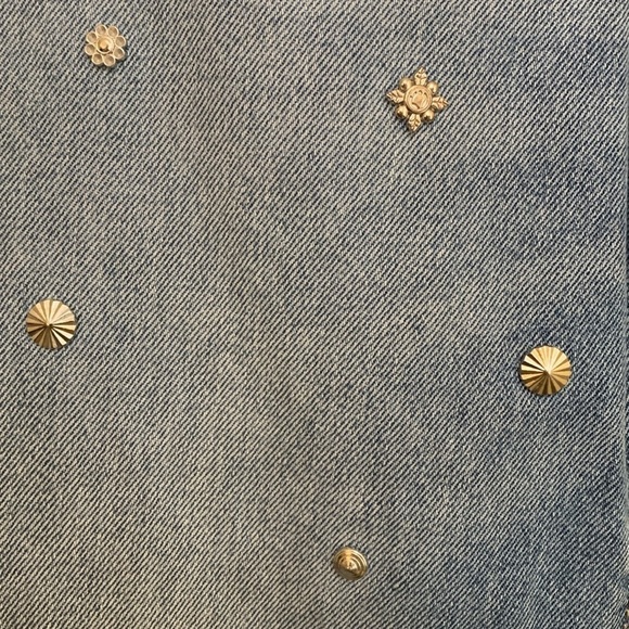 &Denim | Blue Denim Distressed Hem Studded High Waist Vintage Fit Mom Jeans 26 - Picture 8 of 16